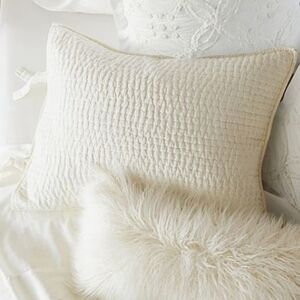 Pottery Barn Pick-Stitch Linen Cotton Blend  Standard Pillow Shams Set of 2